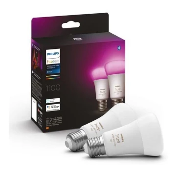 SADA 2x LED  Stmievateľná žiarovka Philips Hue White And Color Ambiance A60 E27/9W/230V 2000-6500K
