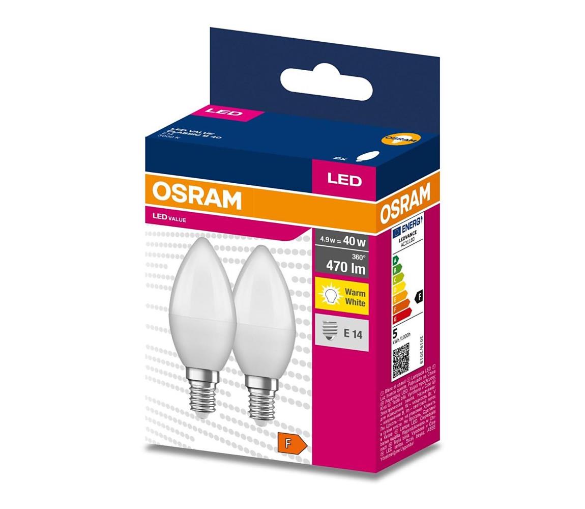 Osram SADA 2x LED Žiarovka B35 E14/4,9W/230V 3000K - Osram 