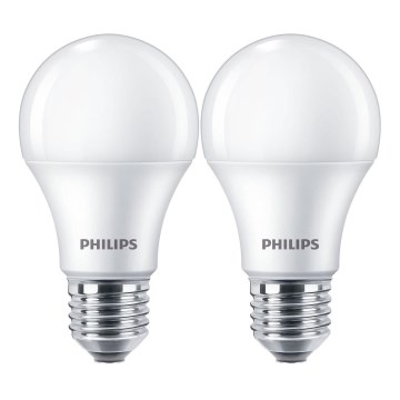 SADA 2x LED Žiarovka Philips A60 E27/10W/230V 4000K