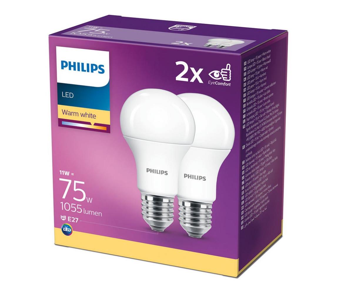 Obrázok Philips LED 11-75W, E27 2700K, 2ks (929001234422)