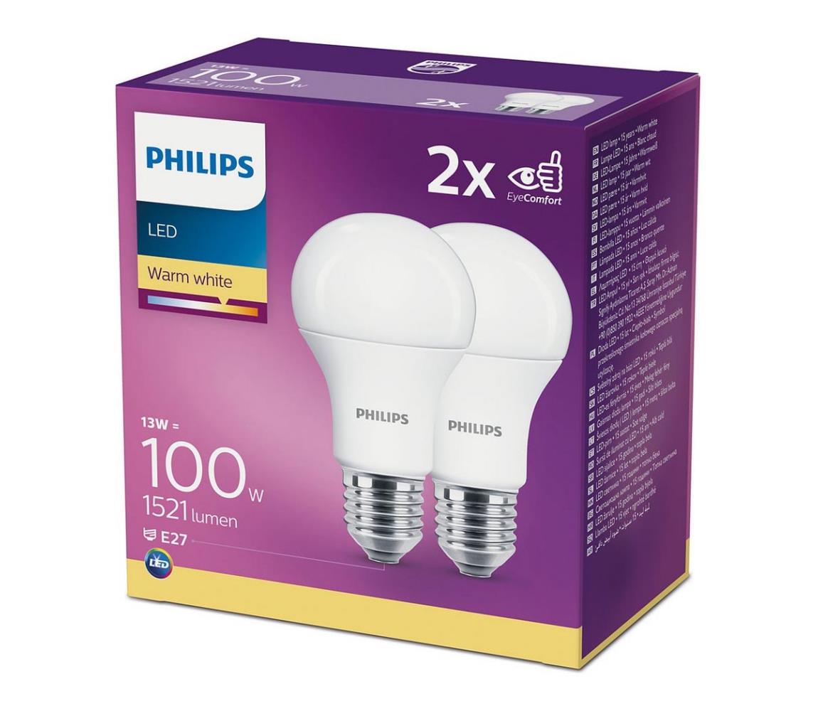 Obrázok Philips LED 13-100W, E27 2700K, 2ks (929001234531)