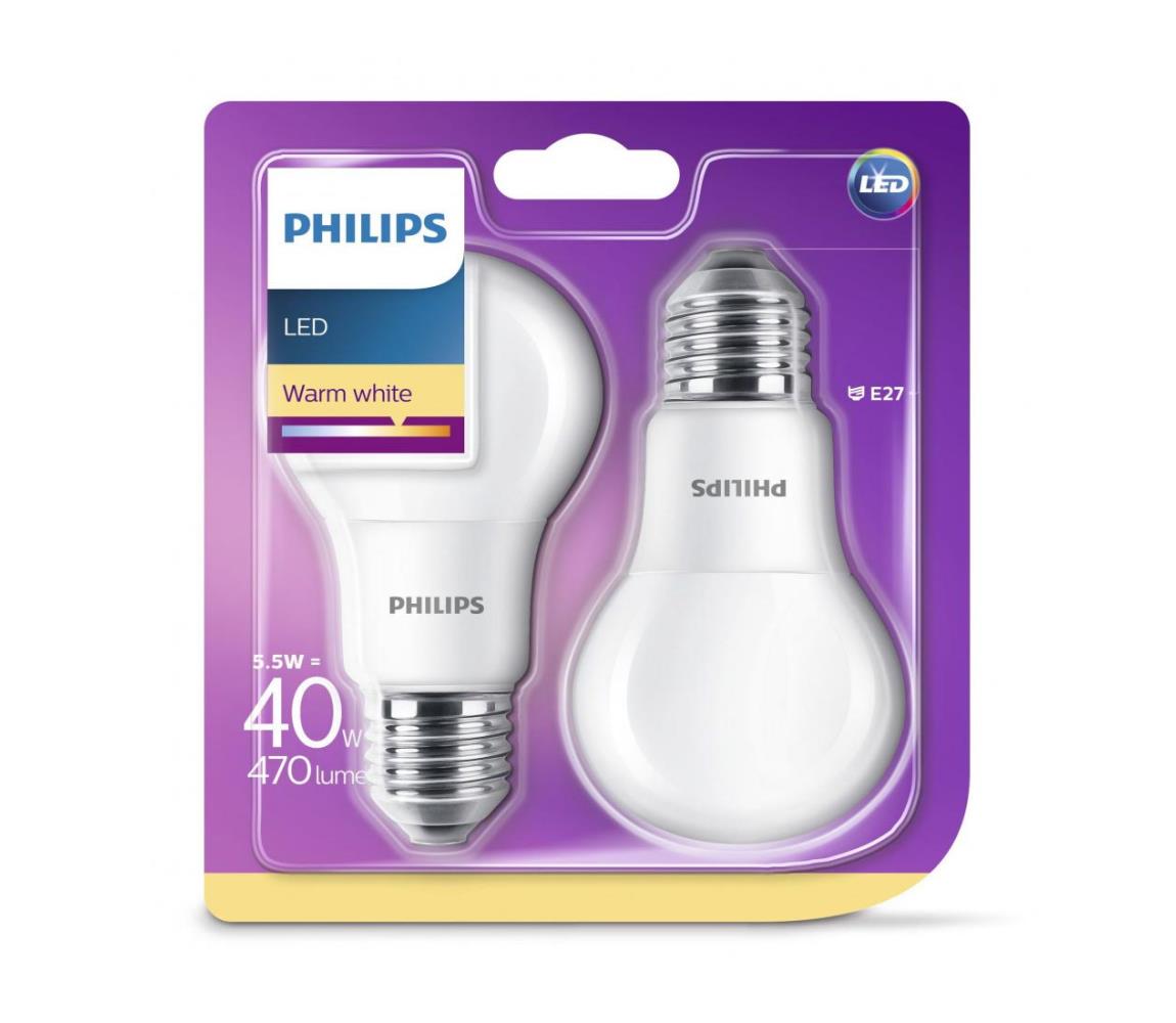 Obrázok Philips LED 5,5 - 40 W, E27, 2700K, mliečna, súprava 2 ks (929001234261)