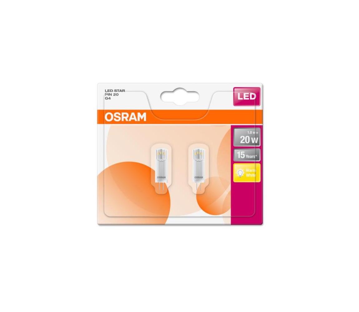 Obrázok LEDVANCE OSRAM LED STAR PIN 12V 1,8W 827 G4 noDIM A++ Plast čirý 200lm 2700K 15000h (blistr 2ks)