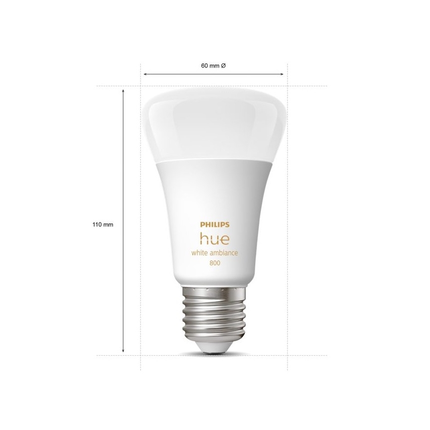 SADA 2xLED Stmievateľná žiarovka Philips Hue WHITE AMBIANCE E27/6W/230V 2200-6500K