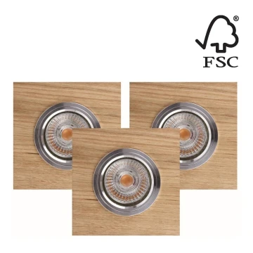 SADA 3x LED Podhľadové svietidlo VITAR 1xGU10/5W/230V CRI 90 dub – FSC certifikované