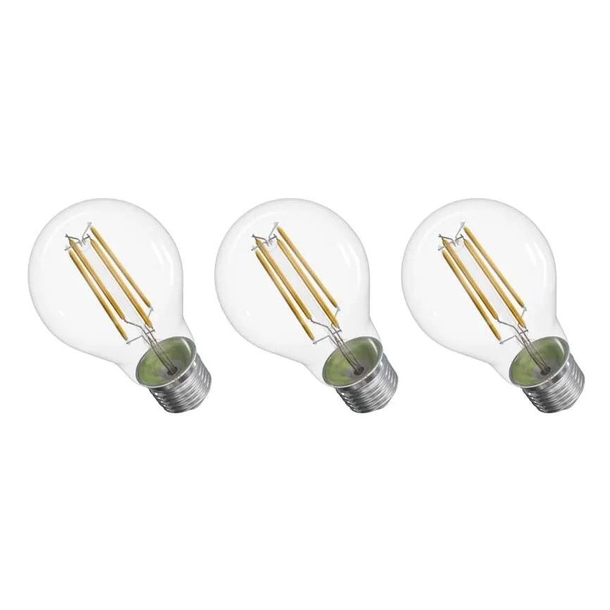 SADA 3x LED Žiarovka FILAMENT A60 E27/3,8W/230V 2700K Energetická trieda A