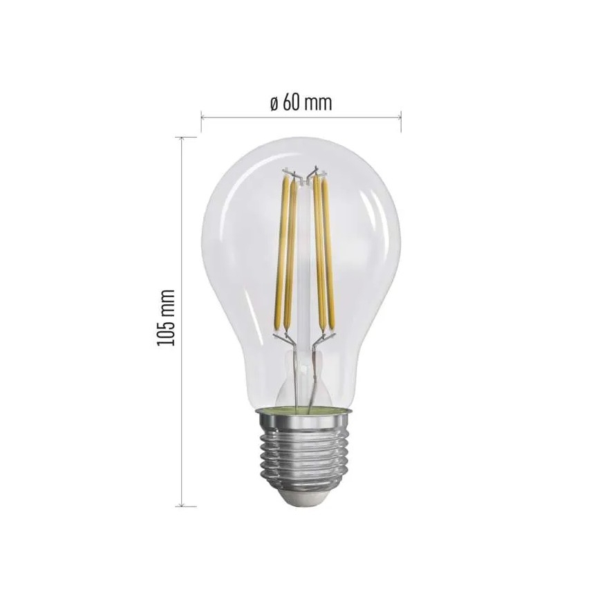 SADA 3x LED Žiarovka FILAMENT A60 E27/5W/230V 4000K Energetická trieda A