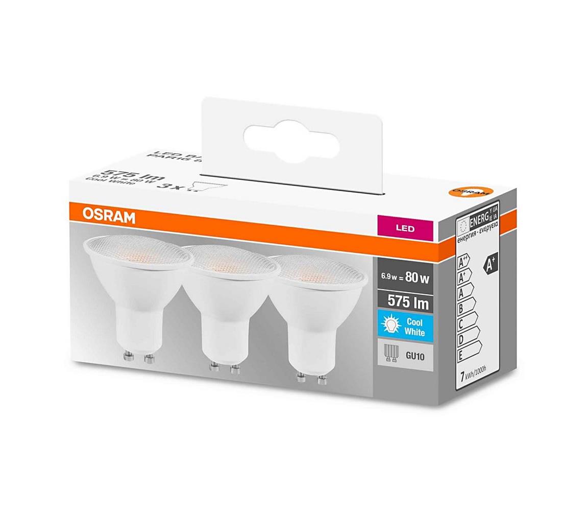 Obrázok OSRAM LED BASE PAR16 120° 6,9W 840 GU10 575lm 4000K (CRI 80) 10000h A+ (Krabička 3ks) 4058075303003