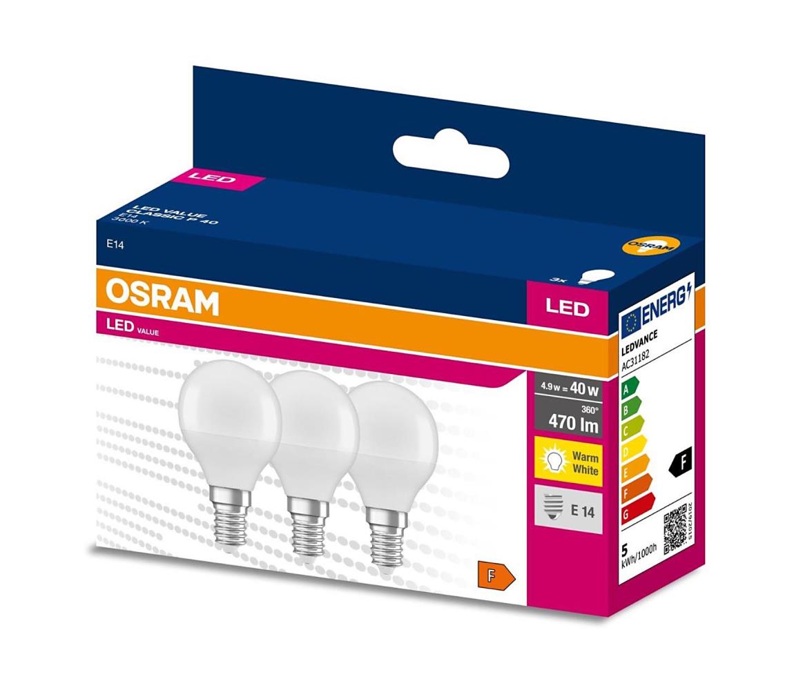 Osram SADA 3x LED Žiarovka P45 E14/4,9W/230V 3000K - Osram 