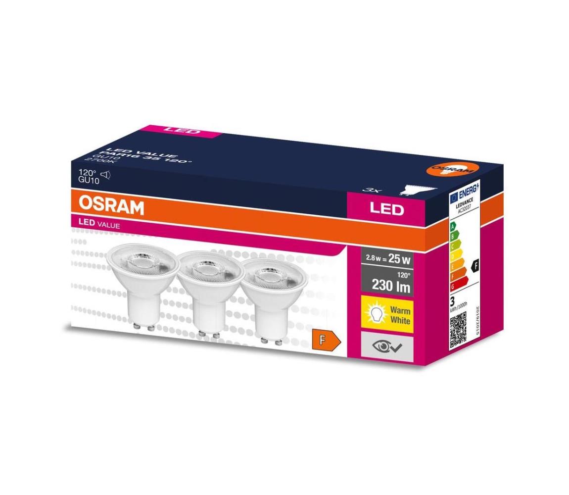 Osram SADA 3x LED Žiarovka PAR16 GU10/2,8W/230V 2700K 120° - Osram 