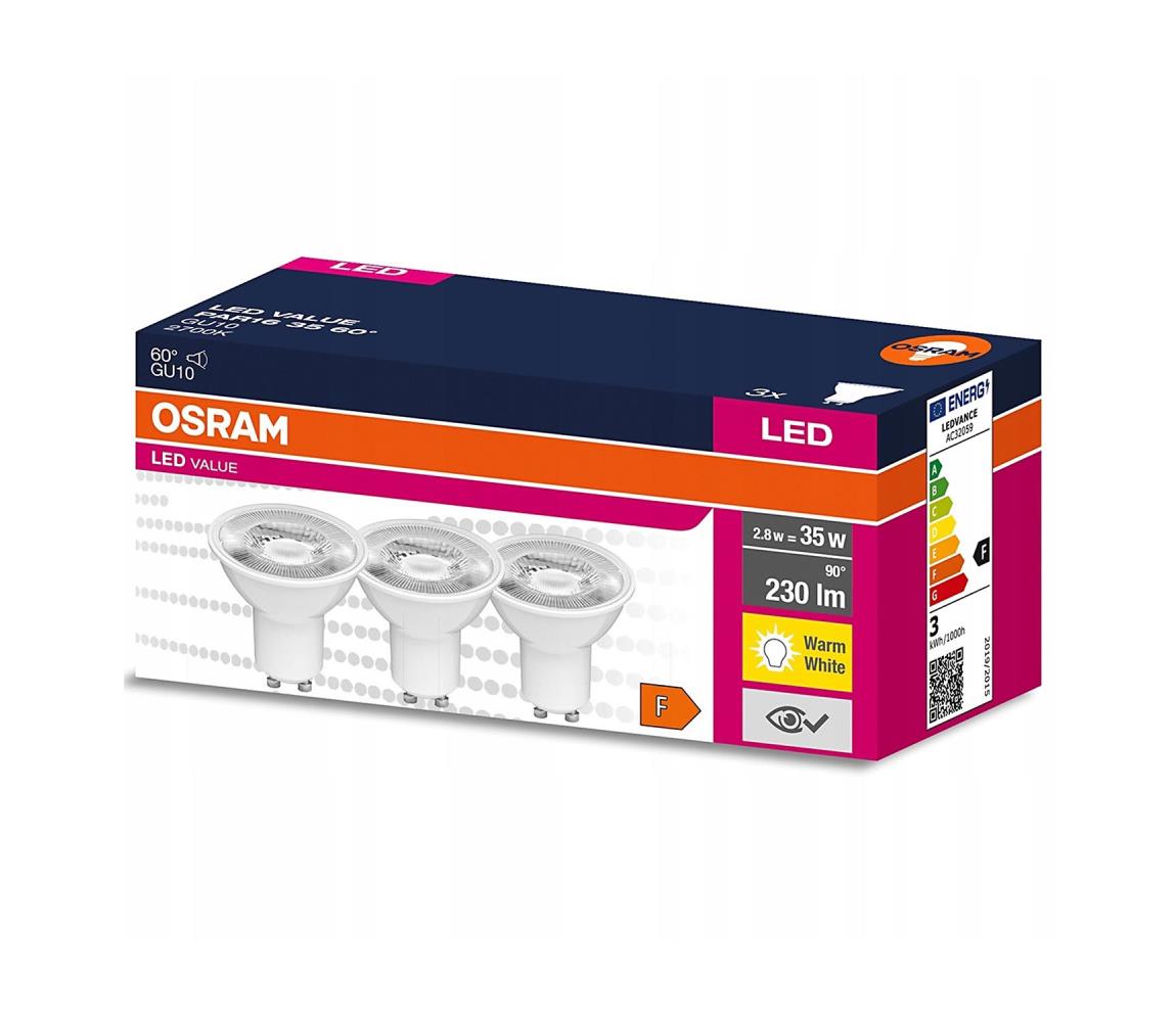 Osram SADA 3x LED Žiarovka PAR16 GU10/2,8W/230V 2700K 60° - Osram 