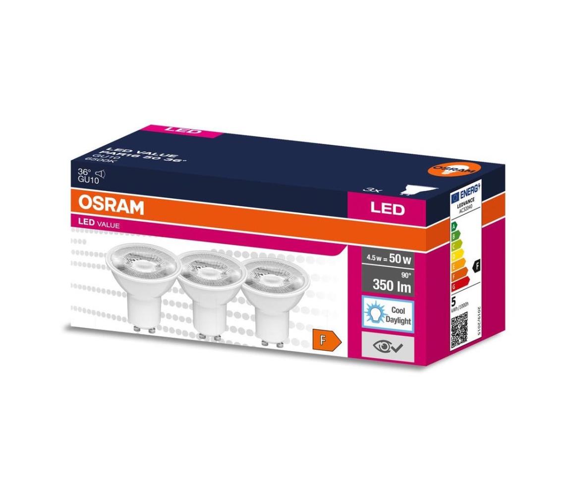 Osram SADA 3x LED Žiarovka PAR16 GU10/4,5W/230V 6500K 36° - Osram 