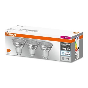 SADA 3x LED Žiarovka PAR16 GU10/6,9W/230V 6500K - Osram