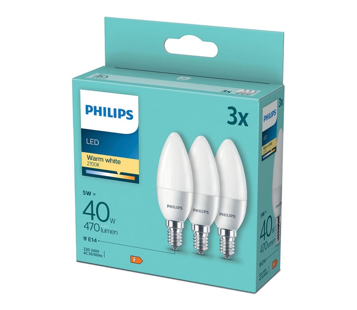 Philips SADA 3x LED Žiarovka Philips B35 E14/5W/230V 2700K 