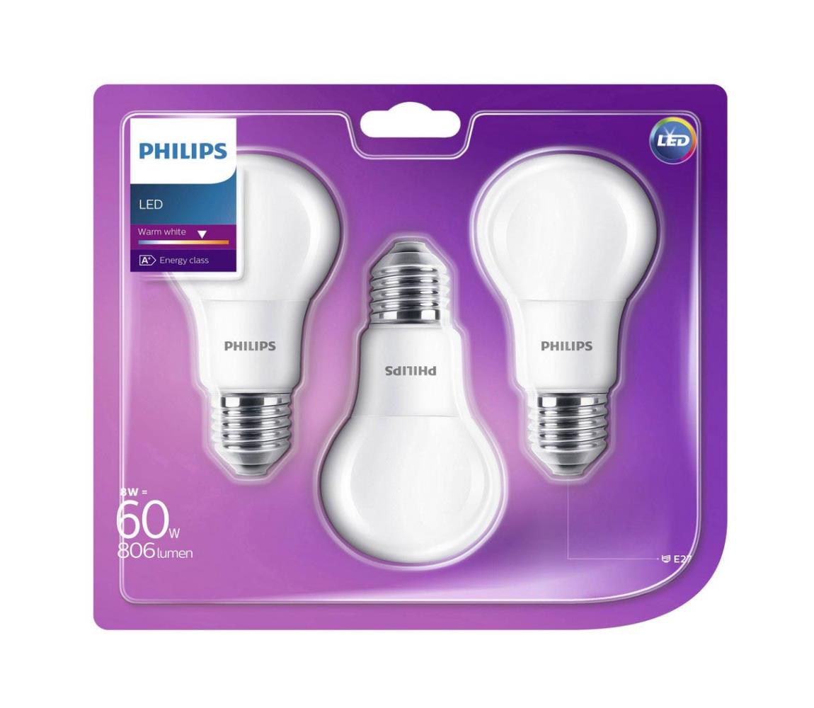 Philips SADA 3x LED Žiarovka Philips E27/8W/230V 2700K 