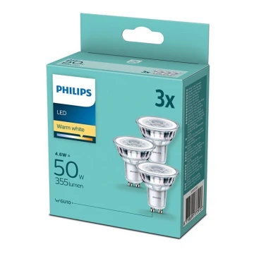 SADA 3x LED Žiarovka Philips GU10/4,6W/230V 2700K