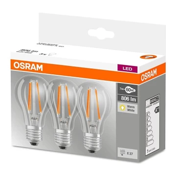 SADA 3x LED Žiarovka VINTAGE E27/7W/230V 2700K - Osram