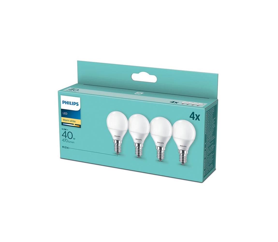 Philips SADA 4x LED Žiarovka Philips P45 E14/5,5W/230V 2700K 