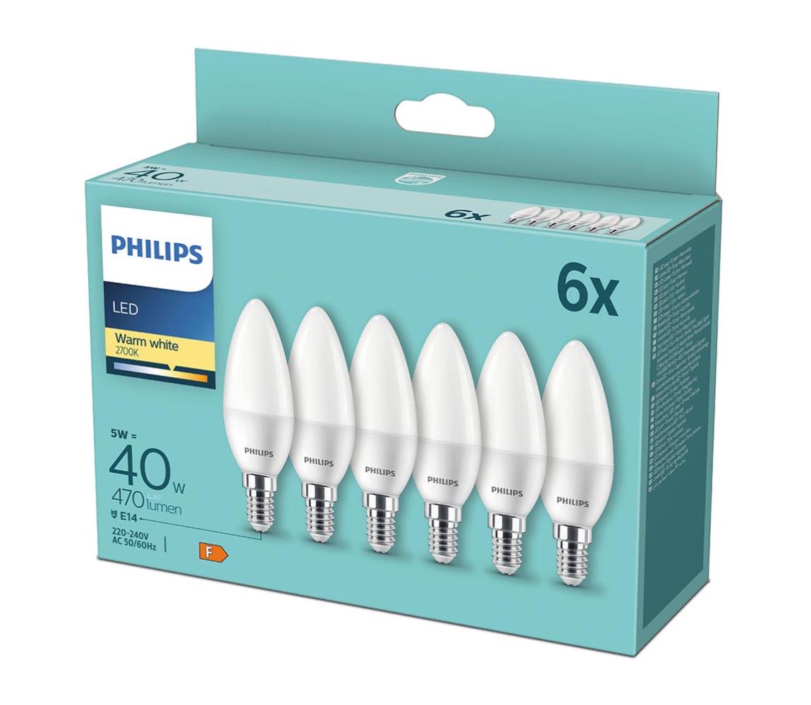 Philips SADA 6x LED Žiarovka Philips B35 E14/5W/230V 2700K 