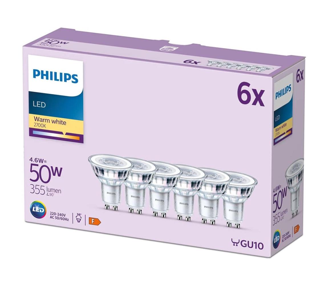 Philips SADA 6x LED Žiarovka Philips GU10/4,6W/230V 2700K