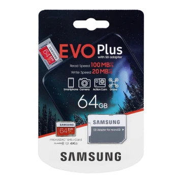 Samsung - MicroSDXC 64GB EVO+ U1 100MB/s + SD adaptér