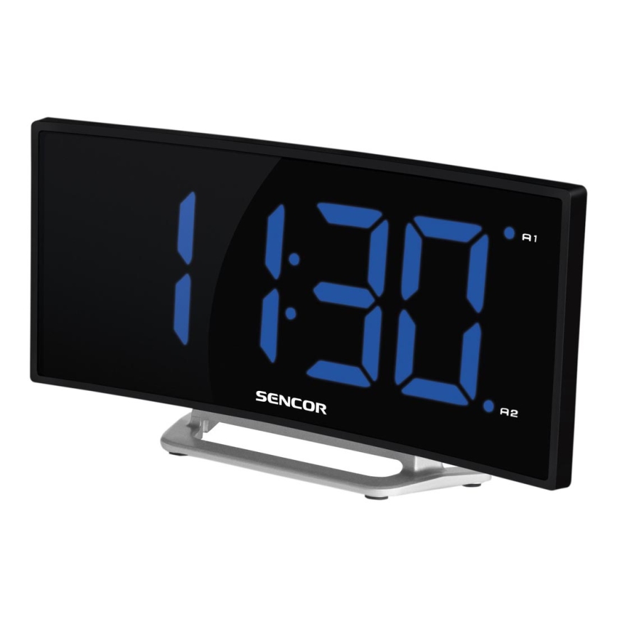 Sencor - Budík s LCD displejom 1,5W/1xCR2032/5V čierna