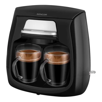 Sencor - Kávovar s dvomi hrnčekami 500W/230V čierna