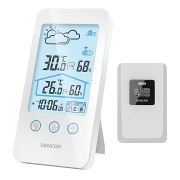 Sencor - Meteostanica s LCD displejom 2xAAA biela