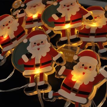 LED Vianočná reťaz s prísavkami 6xLED/2xAA 1,2m teplá biela santa