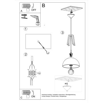 Luster na lanku CASCO 1xE27/60W/230V pr. 30 cm breza