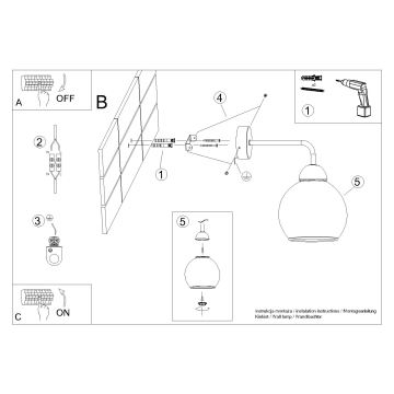 Nástenná lampa ALINO 1xE27/60W/230V čierna