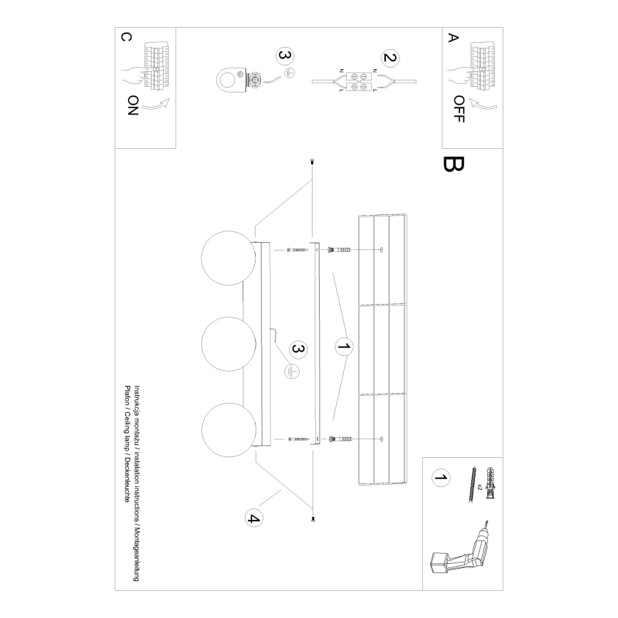 Stropné svietidlo YOLI 3xG9/12W/230V čierna