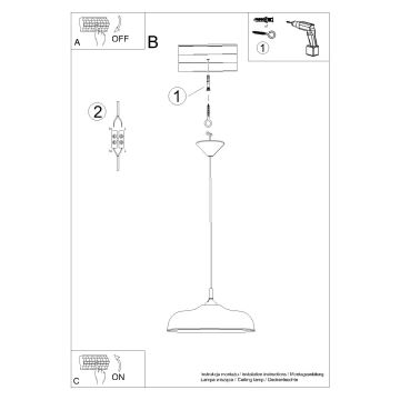 Luster na lanku GINA 1xE27/15W/230V pr. 38 cm biela