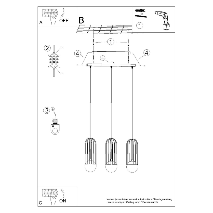 Luster na lanku BRINA 3xG9/8W/230V biela