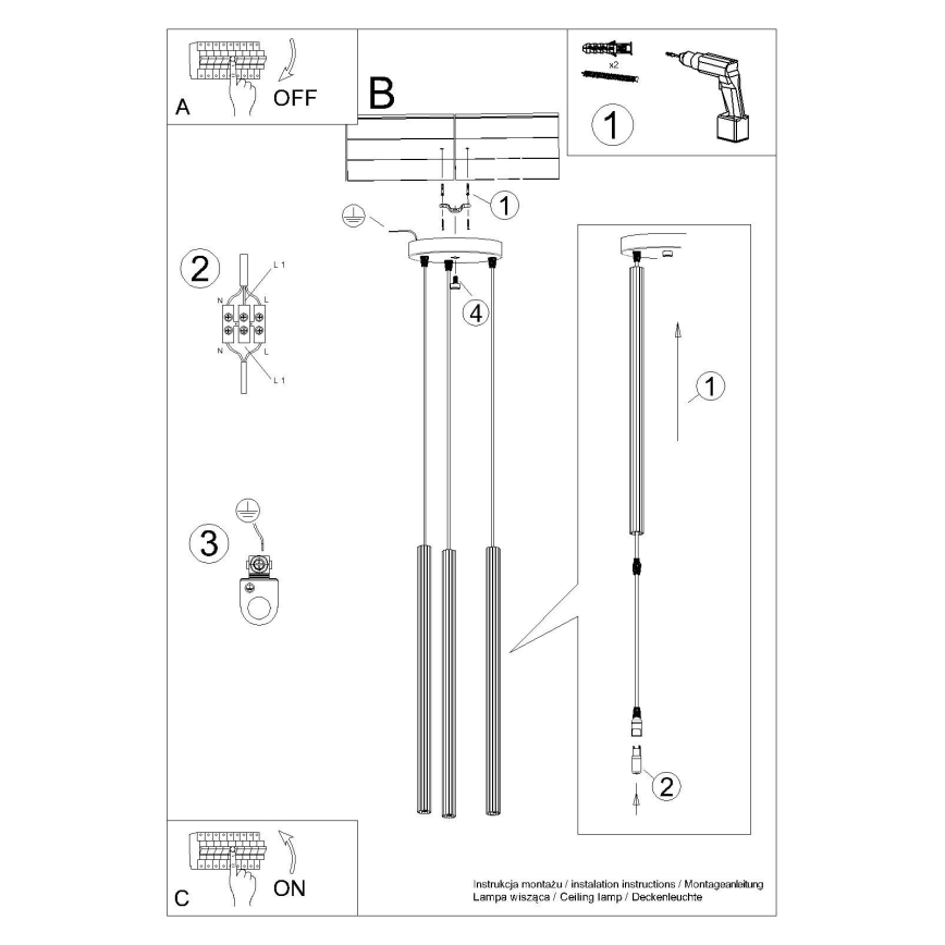 Luster na lanku ARCHE 3xG9/8W/230V biela