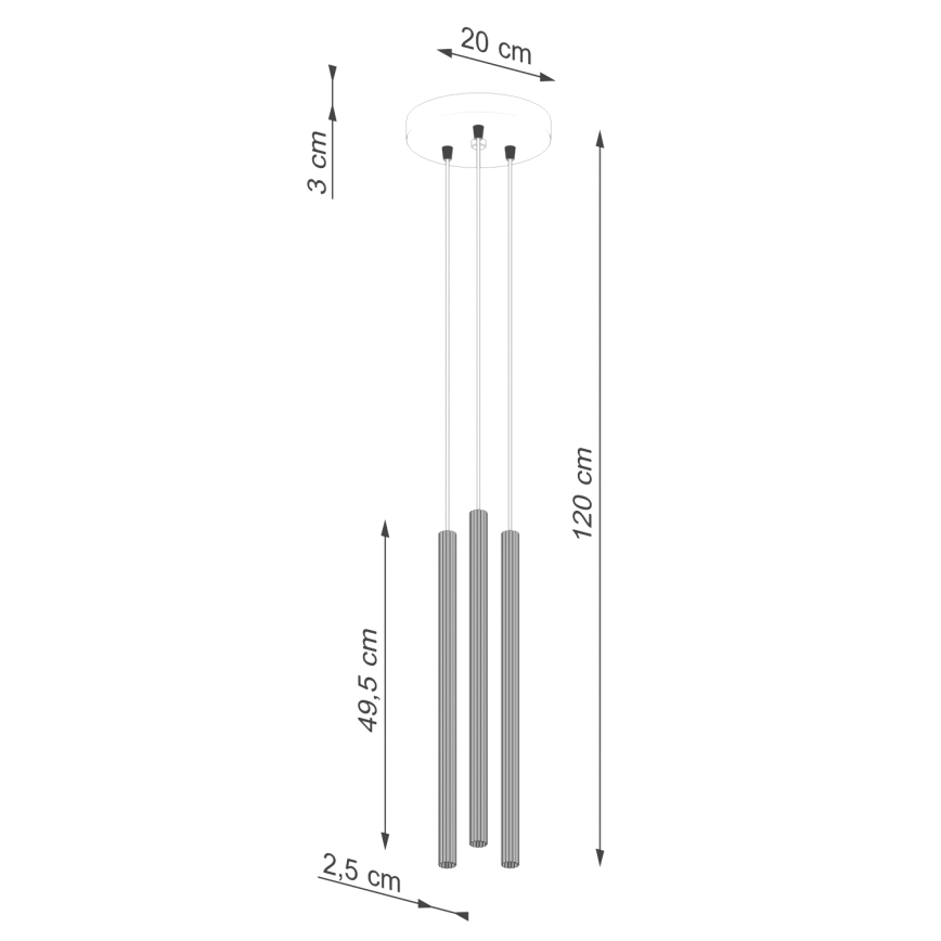 Luster na lanku ARCHE 3xG9/8W/230V čierna