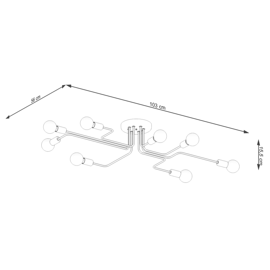 Prisadený luster VECTOR 8xE27/15W/230V biela