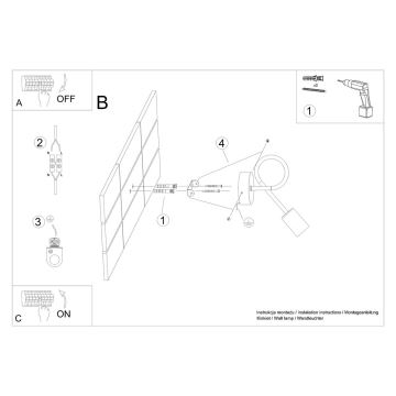 Nástenná lampa LEVAR 1xE27/15W/230V čierna