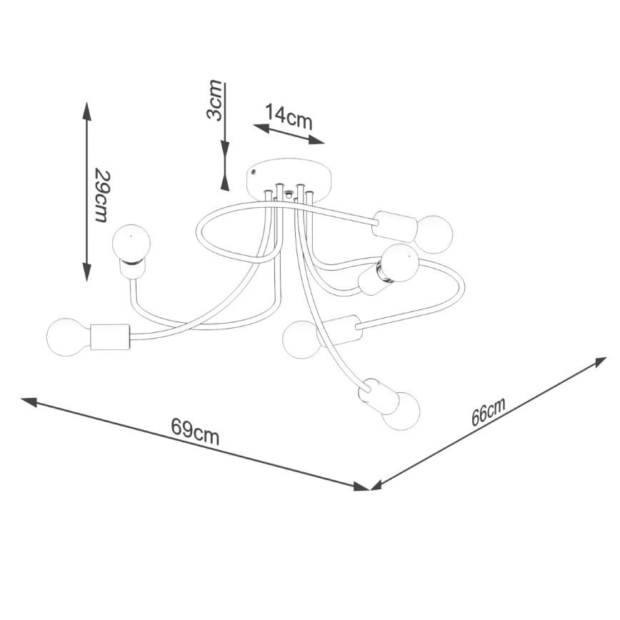 Luster na tyči LEVAR 6xE27/15W/230V čierna