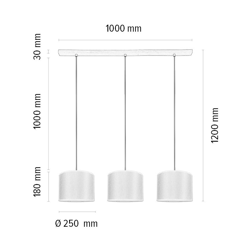 Luster na lanku BENITA 3xE27/40W/230V hnedá/dub – FSC certifikované