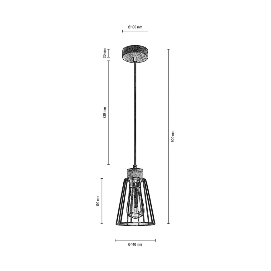 Spot-Light - Luster na lanku ORAZIO 1xE27/60W/230V dub – FSC certifikované