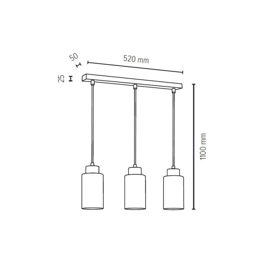 Luster na lanku BOSCO 3xE27/60W/230V – FSC certifikované