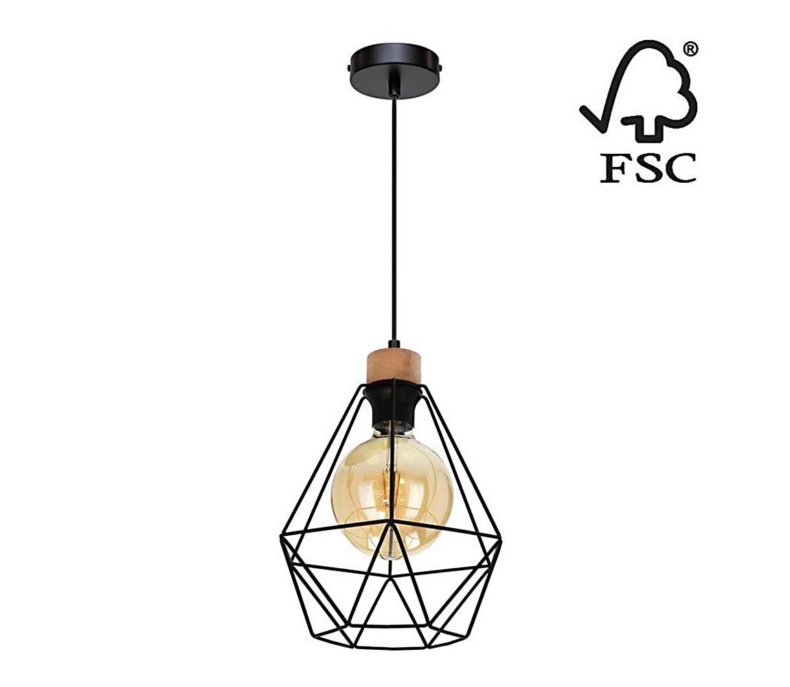 21822104-Luster na lanku DIAMENT 1xE27/60W/230V dub– FSC certifikované