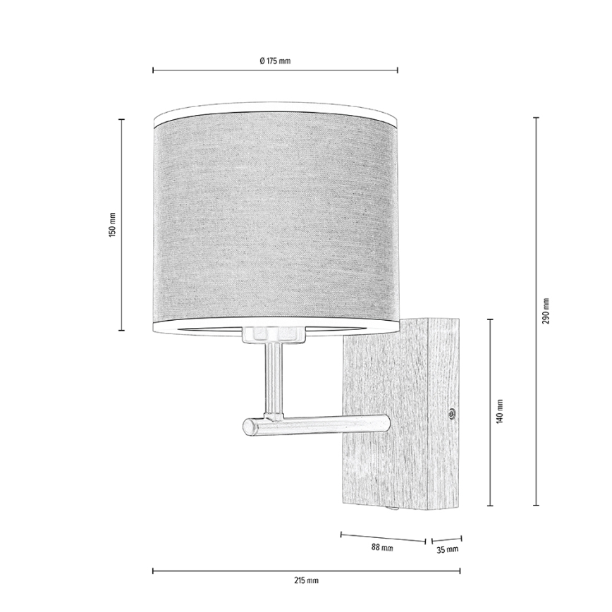 Nástenná lampa BOHO 1xE27/25W/230V dub – FSC certifikované