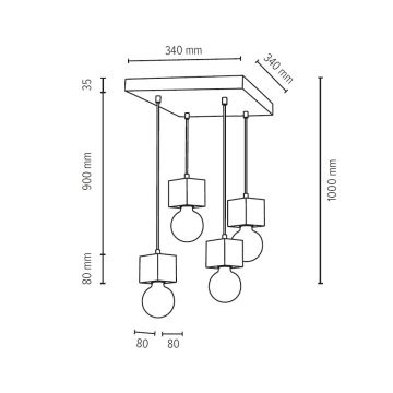 Luster na lanku TRONGO ROUND 4xE27/60W/230V buk – FSC certifikované
