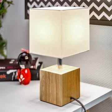 Stolná lampa TRONGO SQUARE 1xE27/25W/230V dub – FSC certifikované