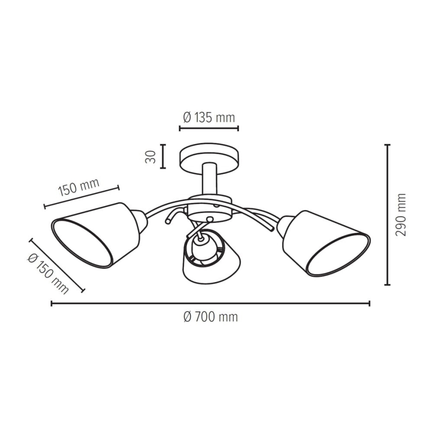 Prisadený luster METTE 3xE27/40W/230V buk – FSC certifikované