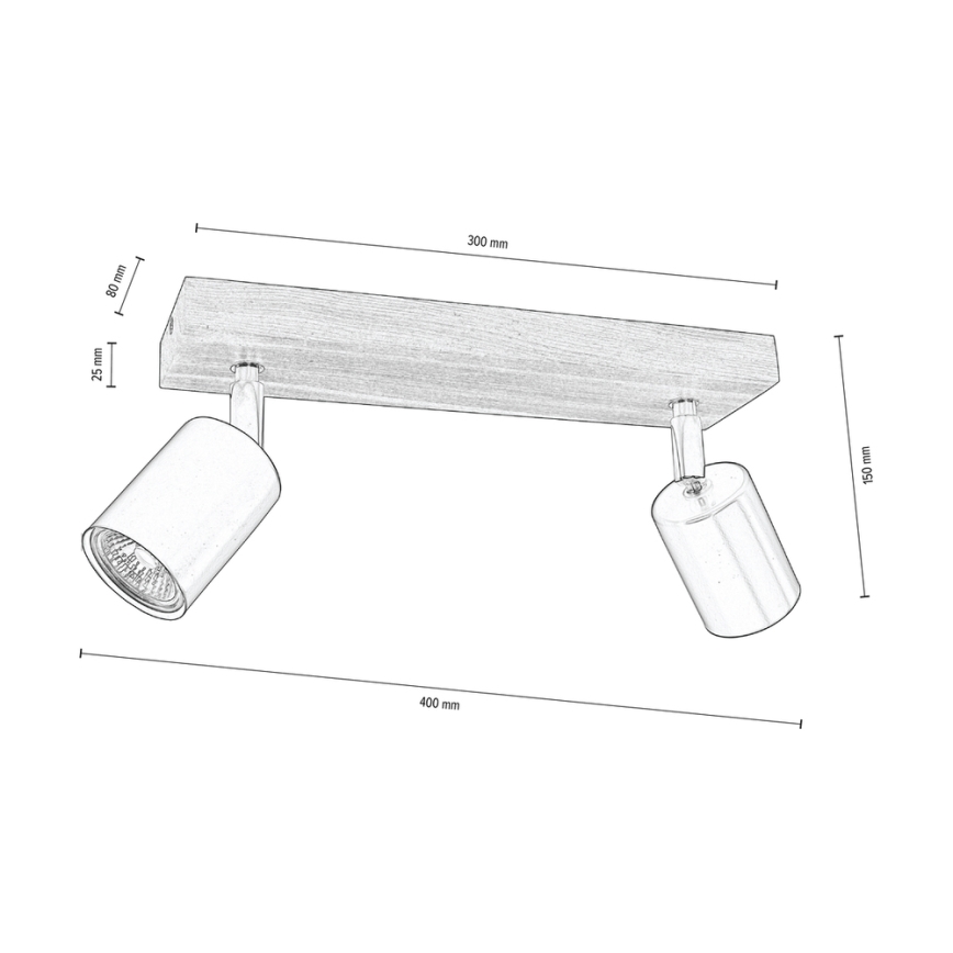 Stropné bodové svietidlo MANARA  2xGU10/5W/230V borovica – FSC certifikované