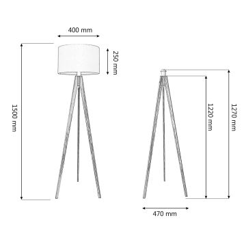 Stojacia lampa ALBA 1xE27/60W/230V biela/borovica