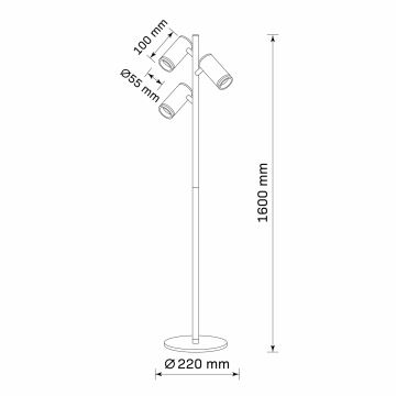 Stojacia lampa PARIS 3xGU10/12W/230V čierna